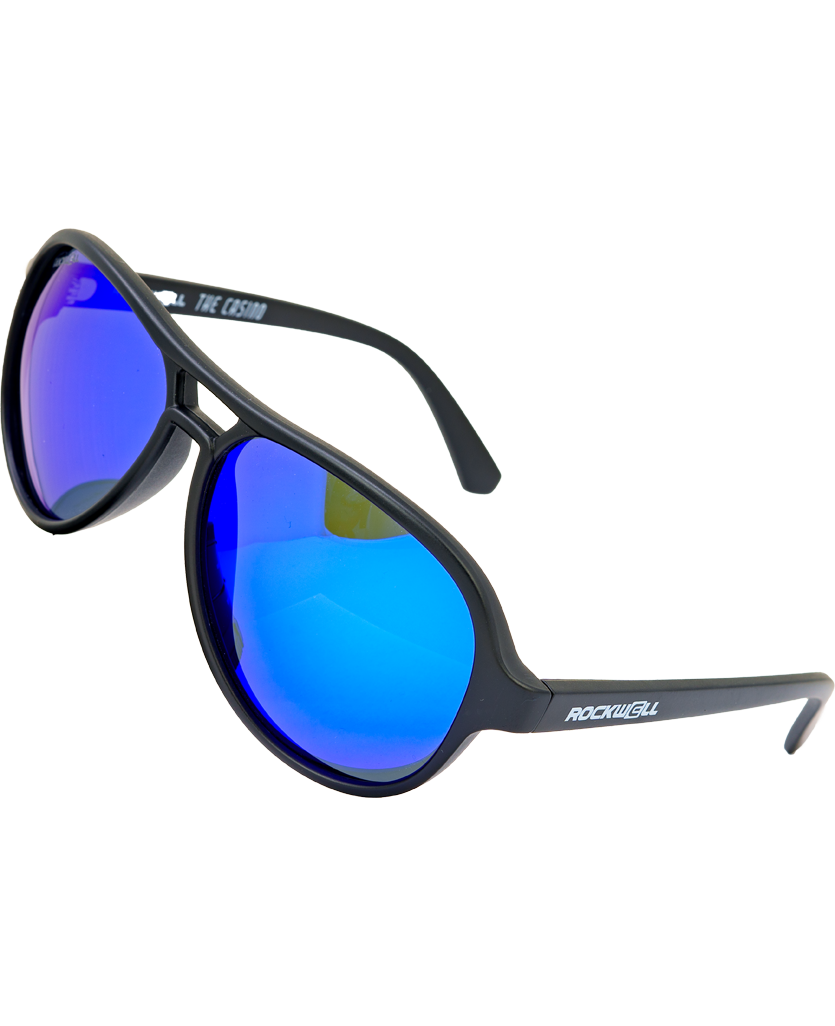 Casino (Black/Blue Mirror Polarized Lens) / TR90 Swiss Nylon Memory Frame / Crafted in Italy