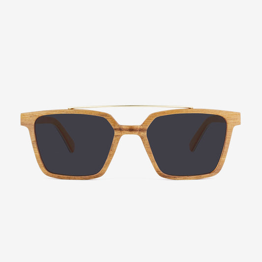 Carrabelle - Wood & Metal Sunglasses / Rectangular Frame / Metal Brow Bar and Bridge