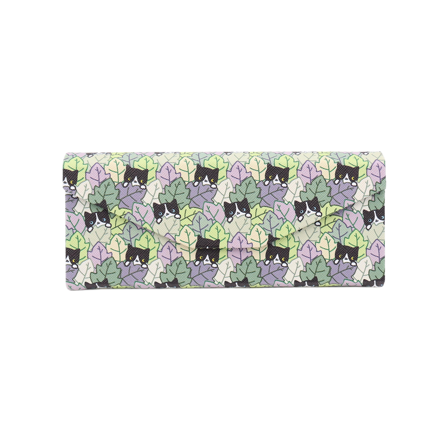 Cat Hide and Seek Print Glasses Case - Vegan Leather Magic Folding Hard Case