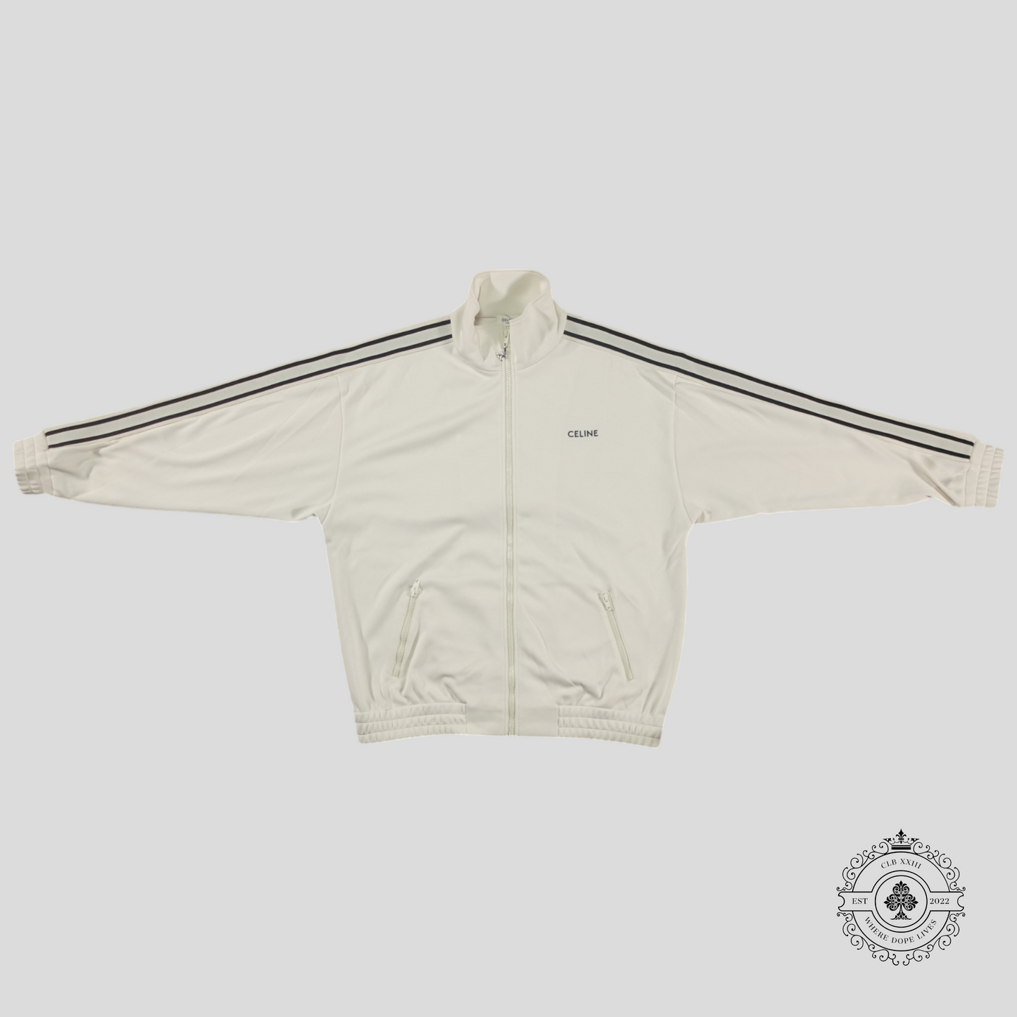 Celine Small Logo Tracksuit in White