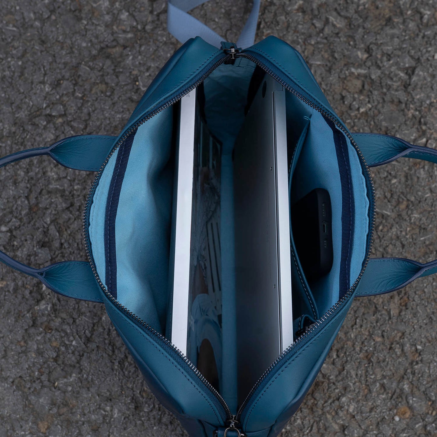 Classic Leather Laptop Bag - Blue / Sophisticated and Practical / Spacious Up to 15 Inches / Additional Compartments