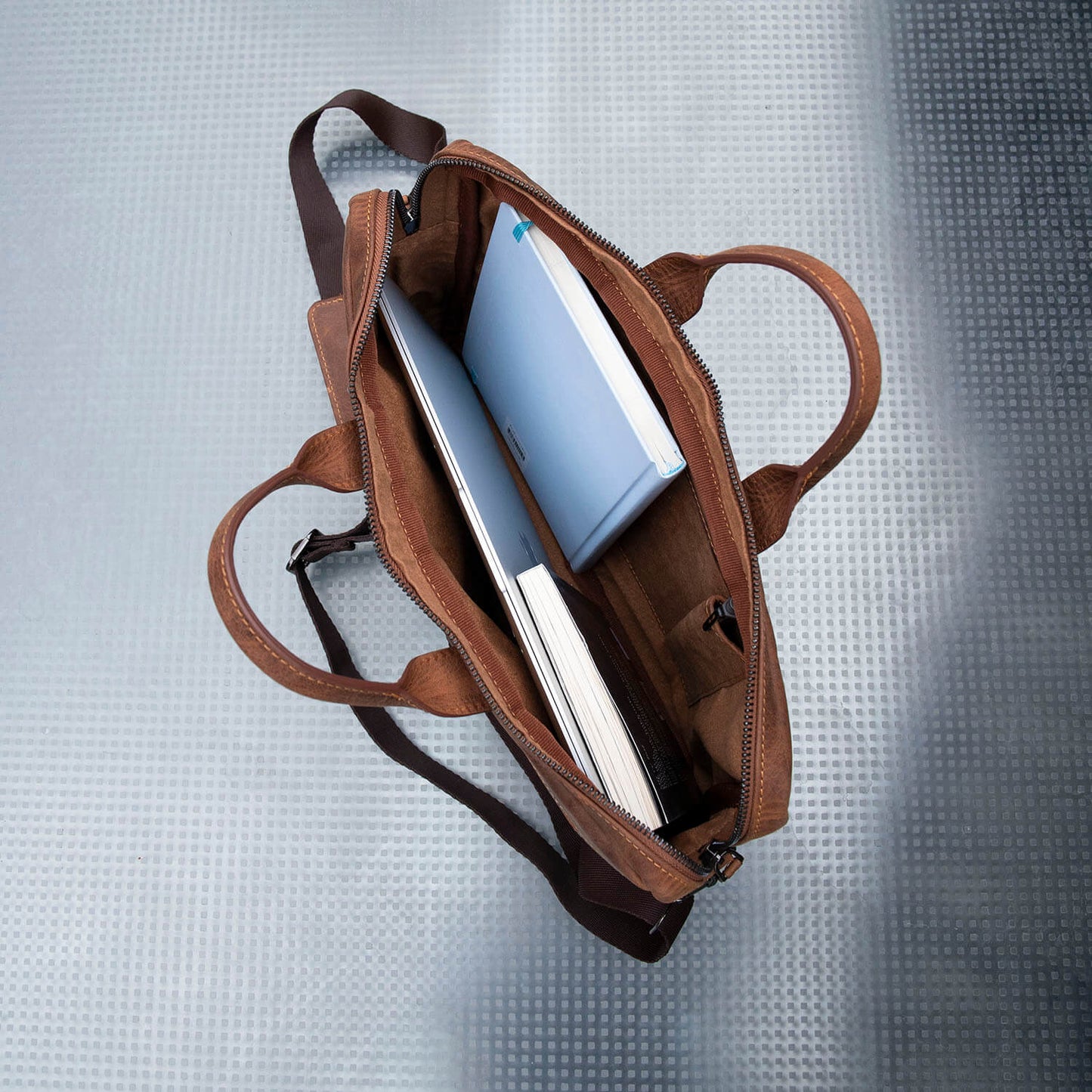 Classic Leather Laptop Bag - Dark Brown / Sophisticated and Practical / Spacious Up to 15 Inches / Additional Compartments