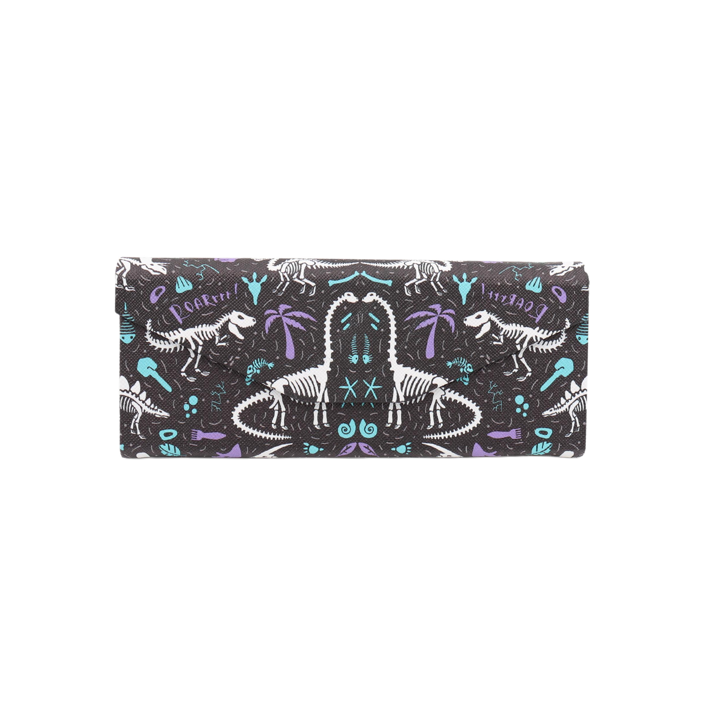 Dinosaur Fossils Print Glasses Case - Vegan Leather Magic Folding Hard Case