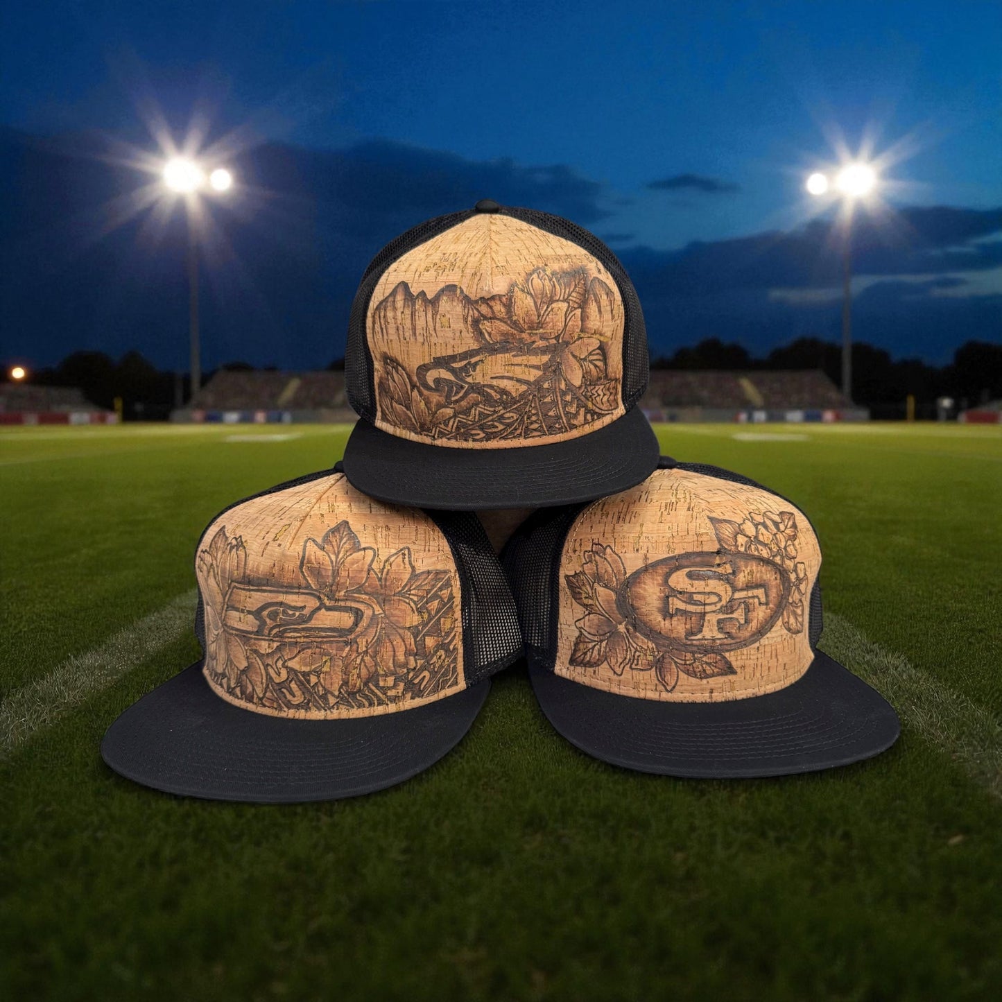 Football with Aloha - Burned Cork Trucker Hat Collection
