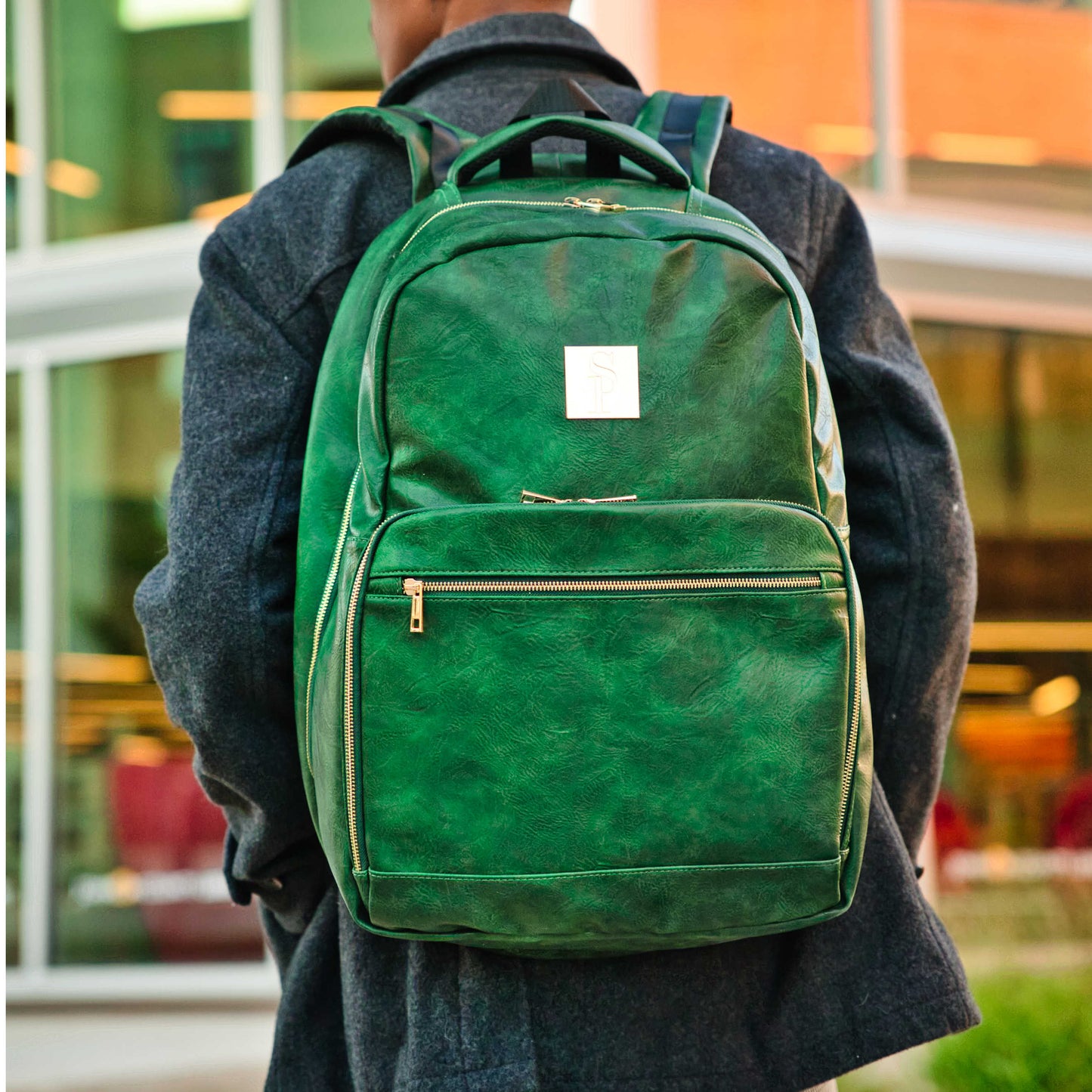 Emerald Green Leather Commuter Bag (XL Design)