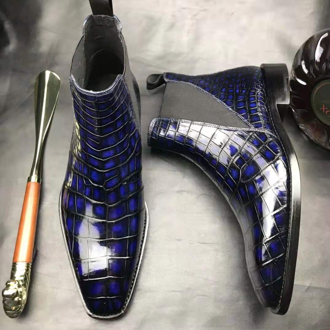Crocodile Ankle Boots Handmade Men's