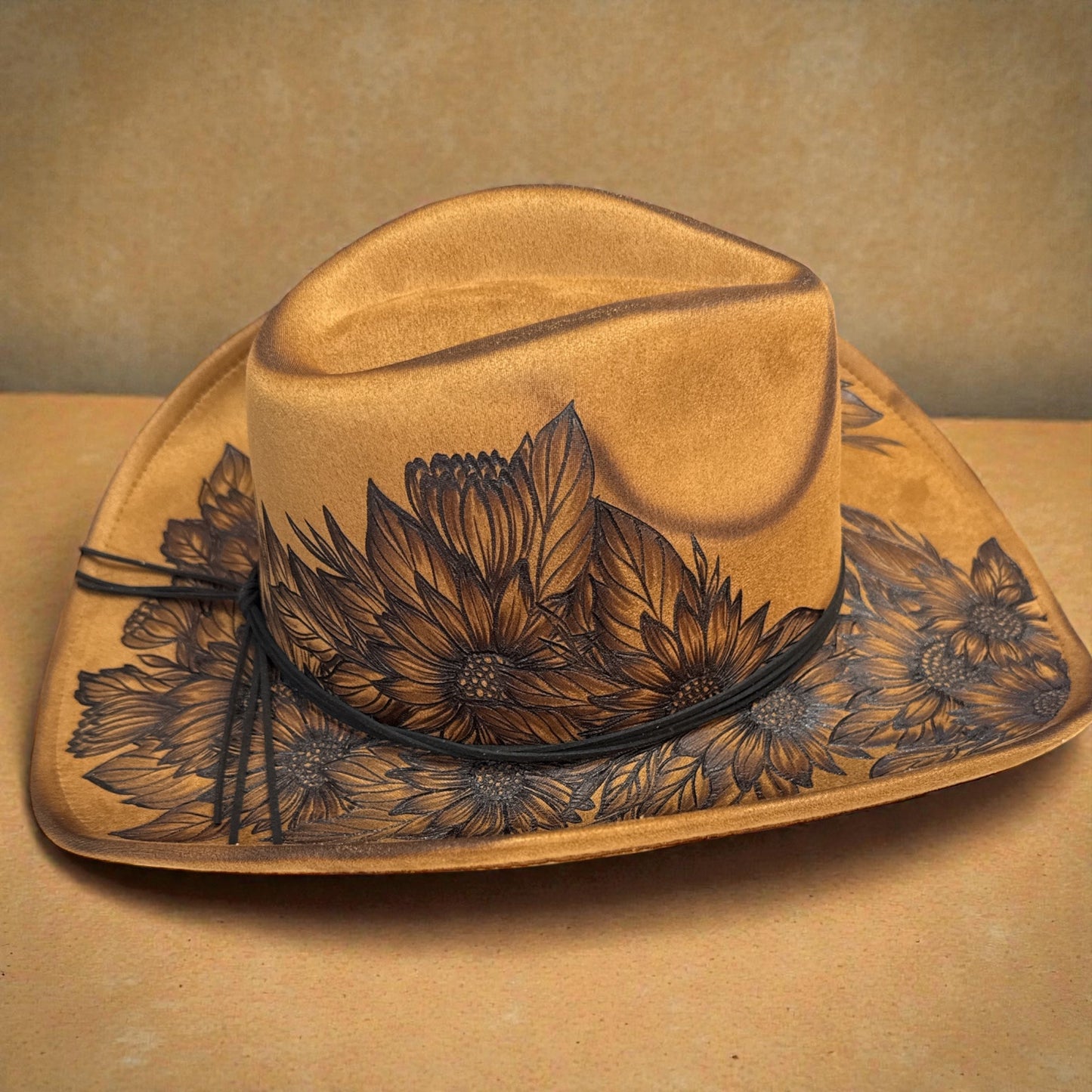 She's a Sunflower- Burned Cowboy Hat