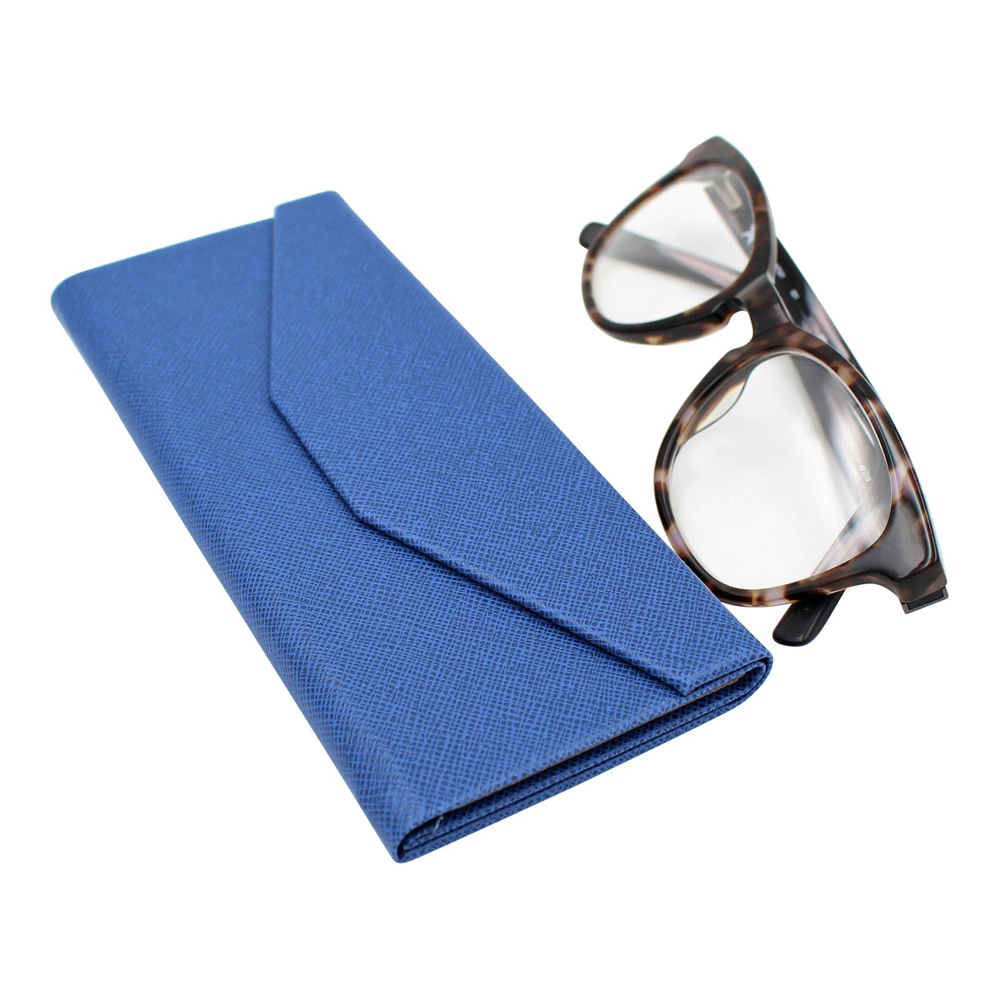 Navy Solid Color Glasses Case - Vegan Leather Magic Folding Hardcase