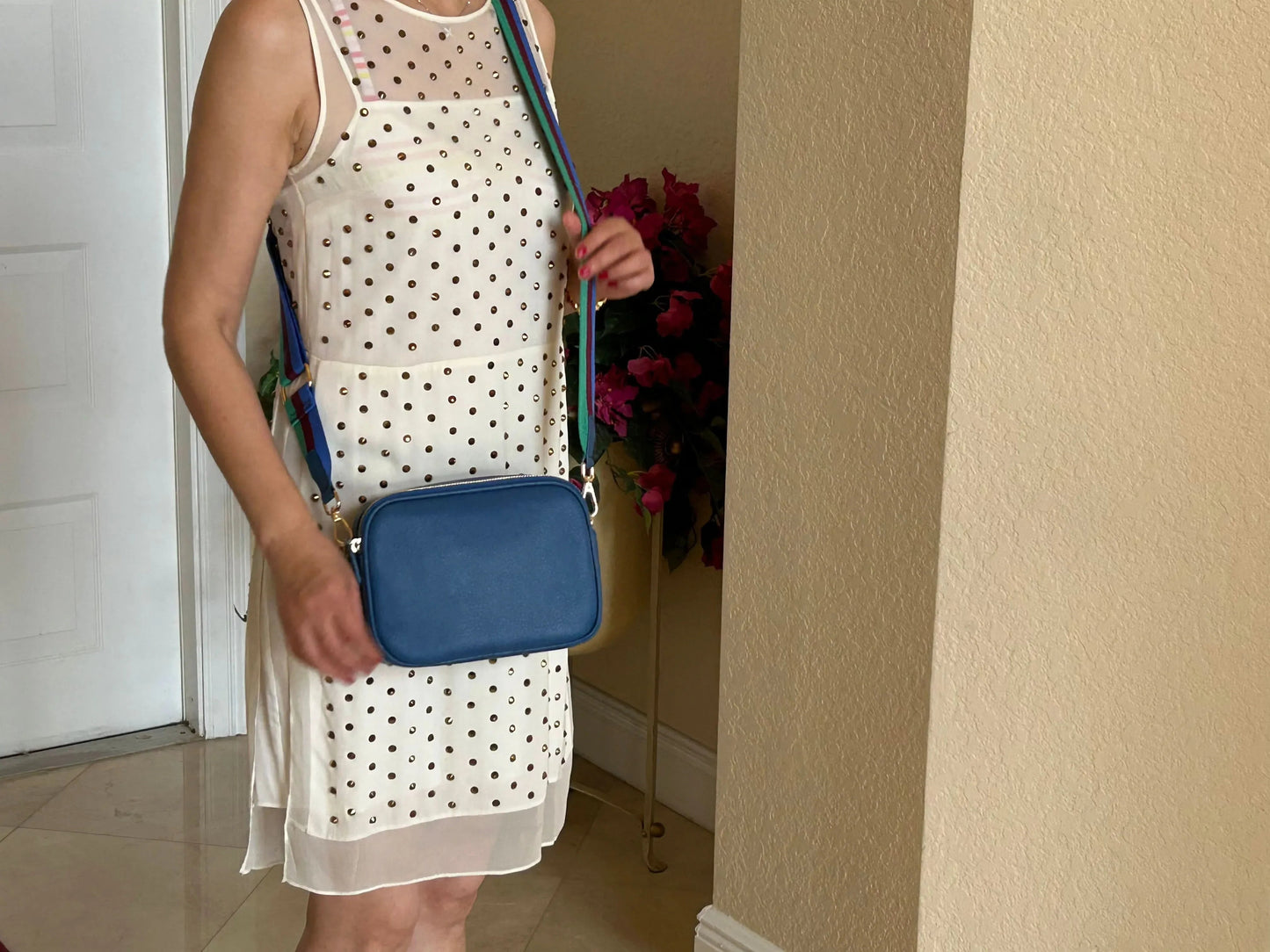 Sophia Double Zipper Leather Crossbody