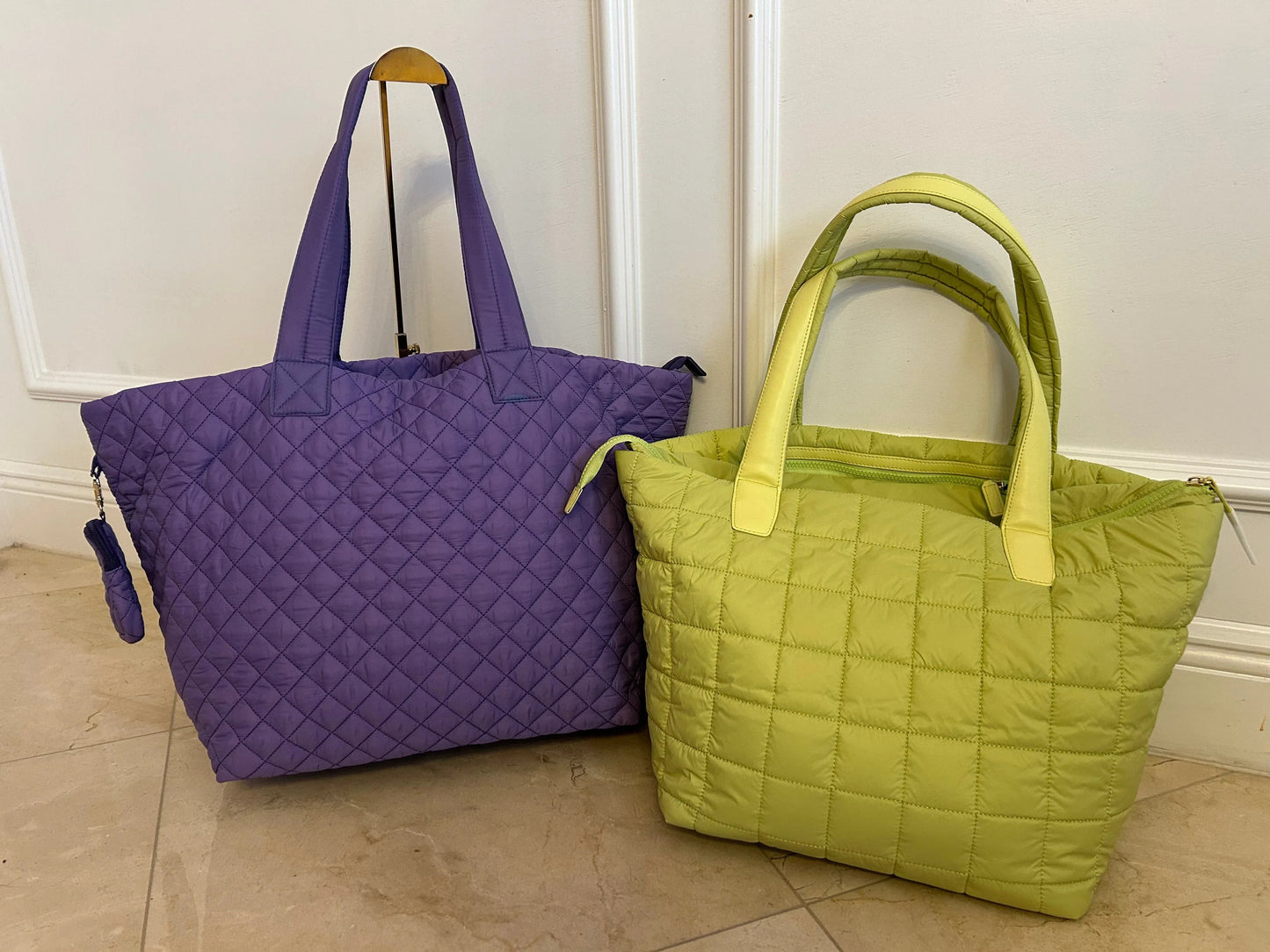 Quilted Nylon Tote Bag for Women – Lightweight 16” Laptop Work & Travel Tote