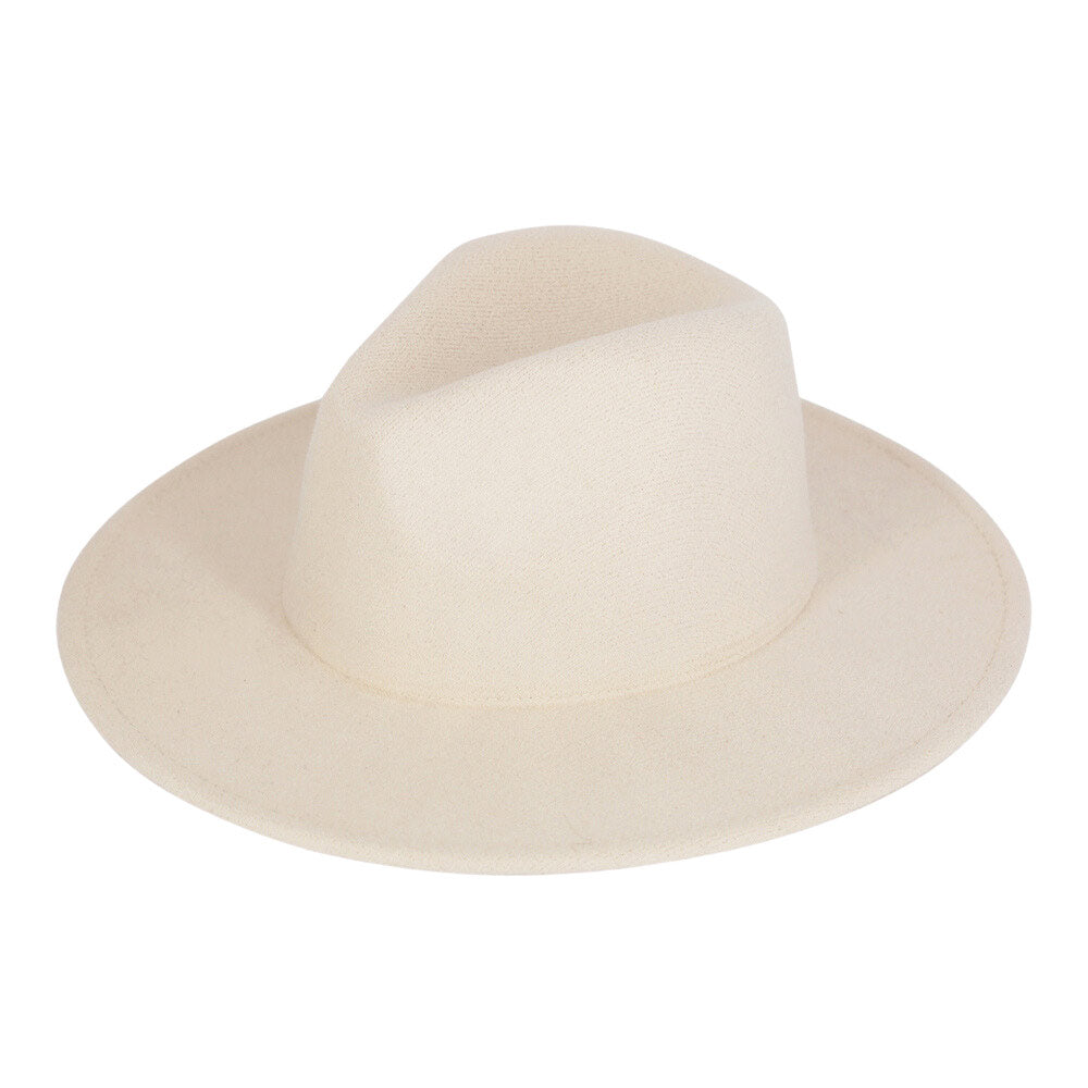 Solid Color Classic Wide Brim Fedora Hat