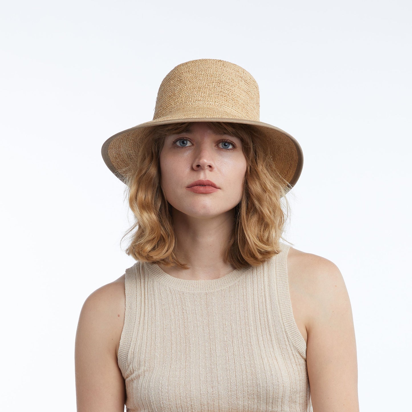 June Raffia Bucket in Natural