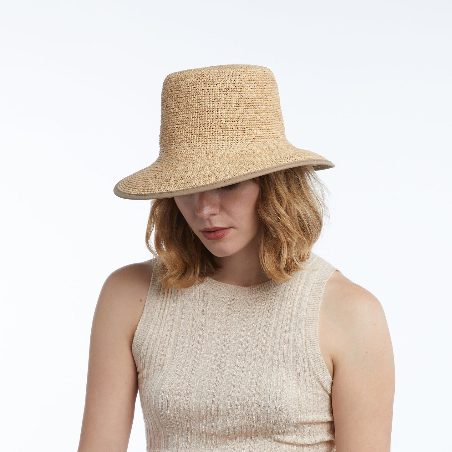 June Raffia Bucket in Natural