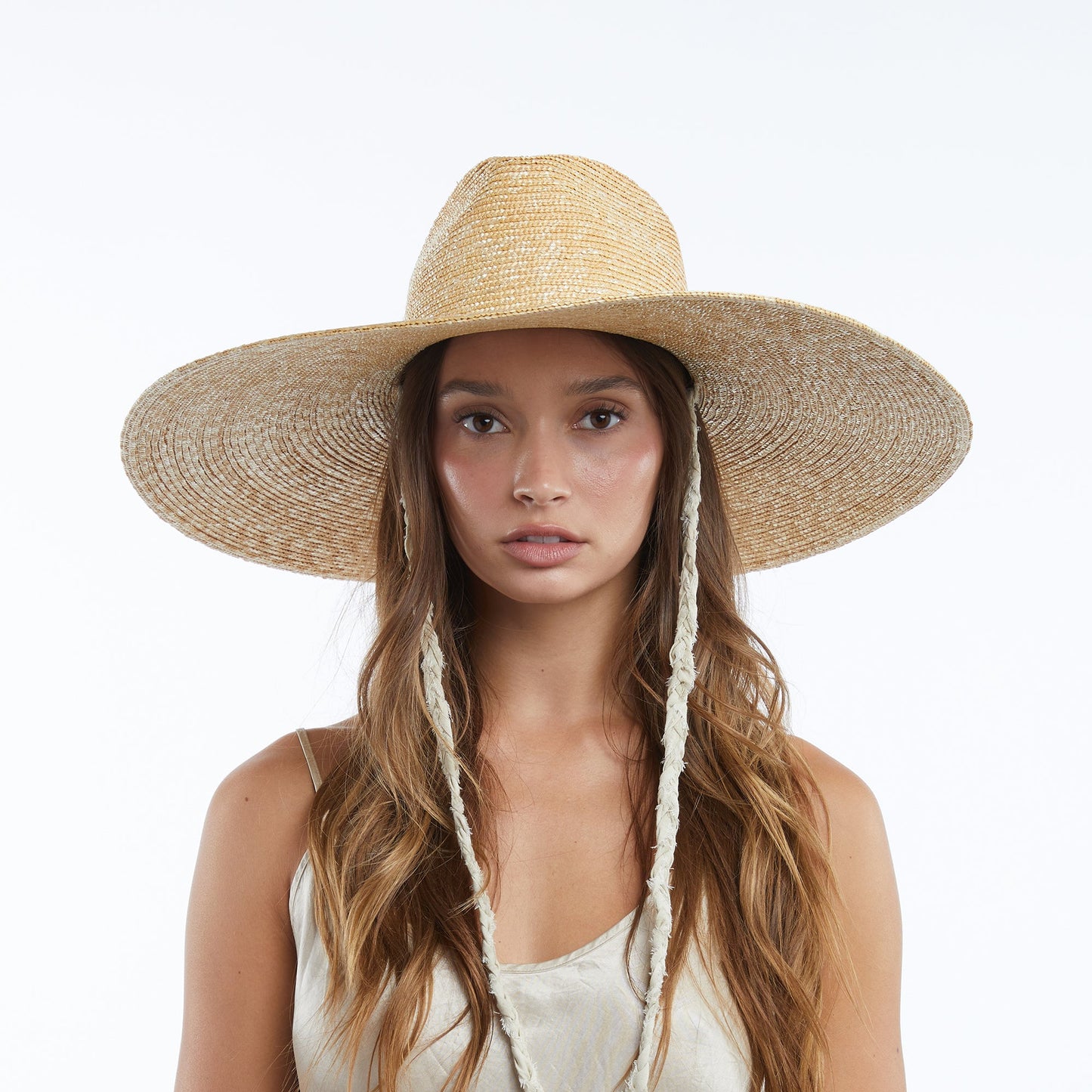 Brie Wide Brim Wheat Straw Rancher in Natural