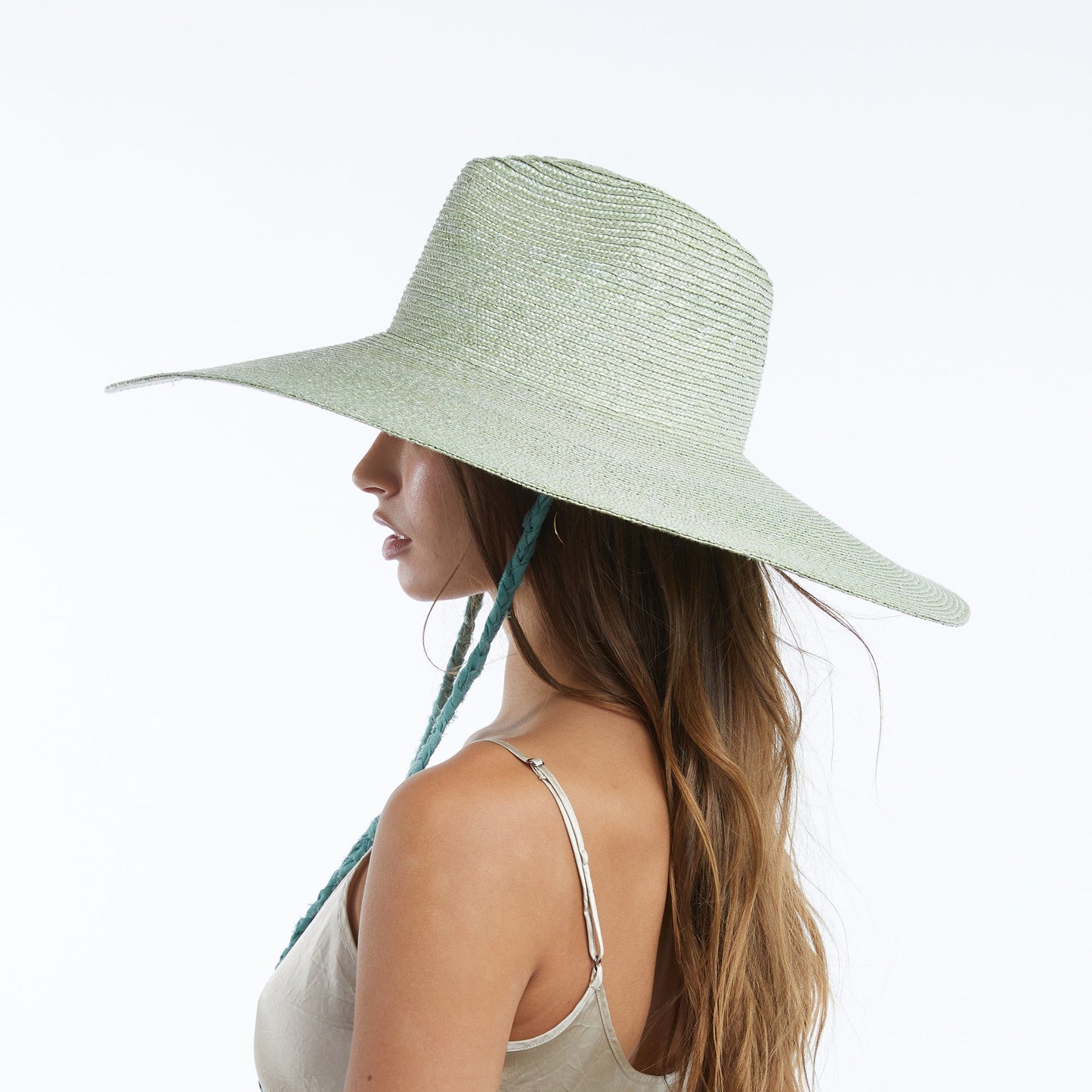Brie Wide Brim Wheat Straw Rancher in Sage