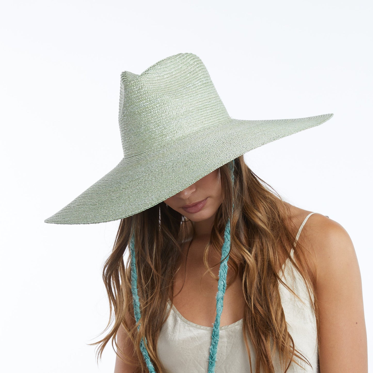 Brie Wide Brim Wheat Straw Rancher in Sage