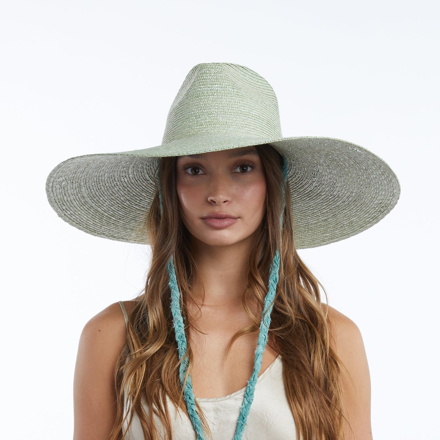 Brie Wide Brim Wheat Straw Rancher in Sage