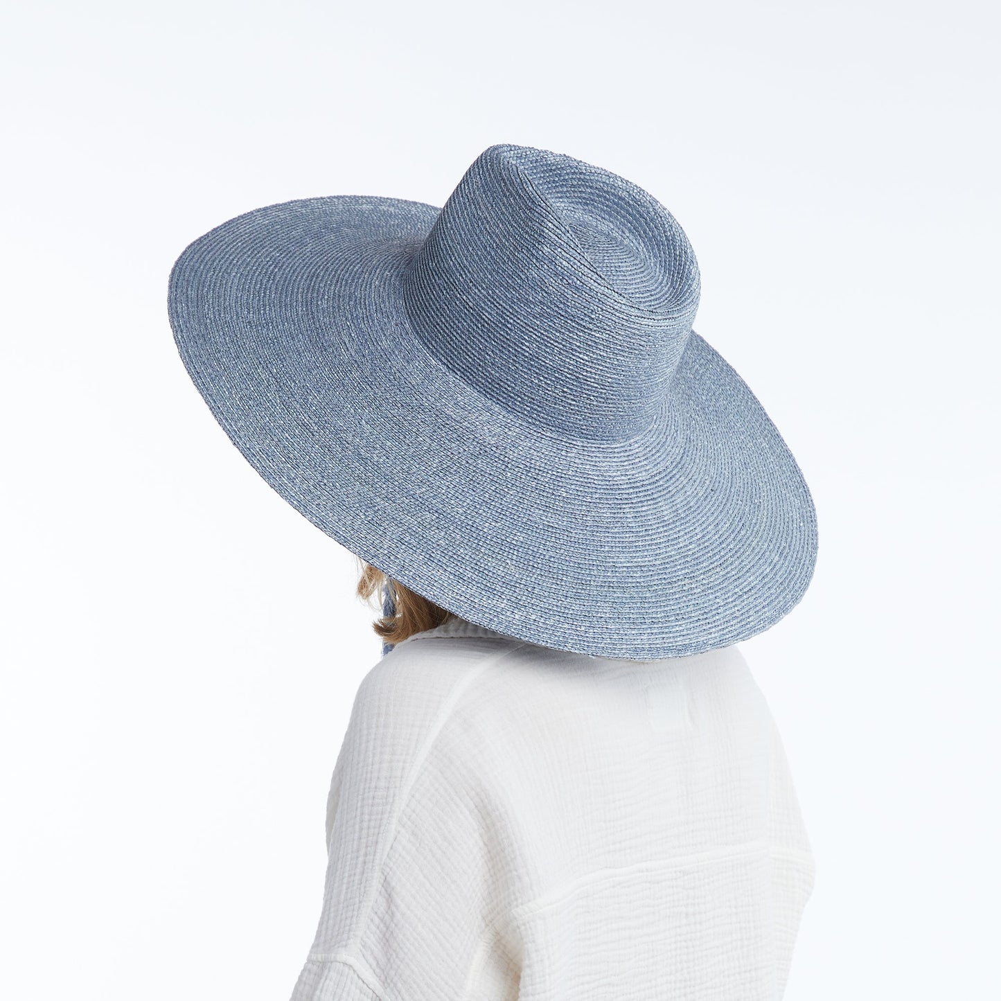 Brie Wide Brim Wheat Straw Rancher in Blue