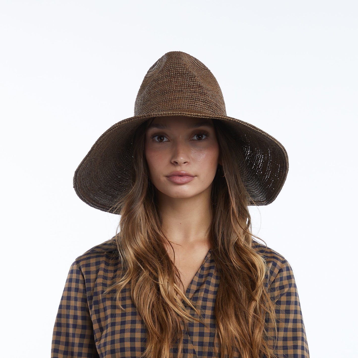 Lina Raffia Sun Hat in Chocolate
