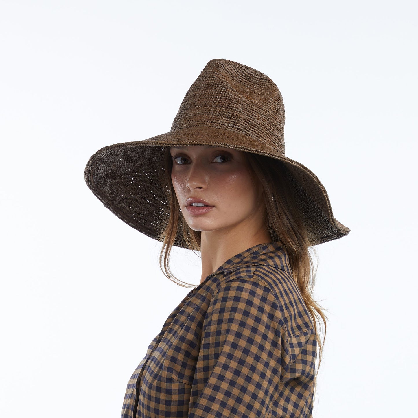 Lina Raffia Sun Hat in Chocolate