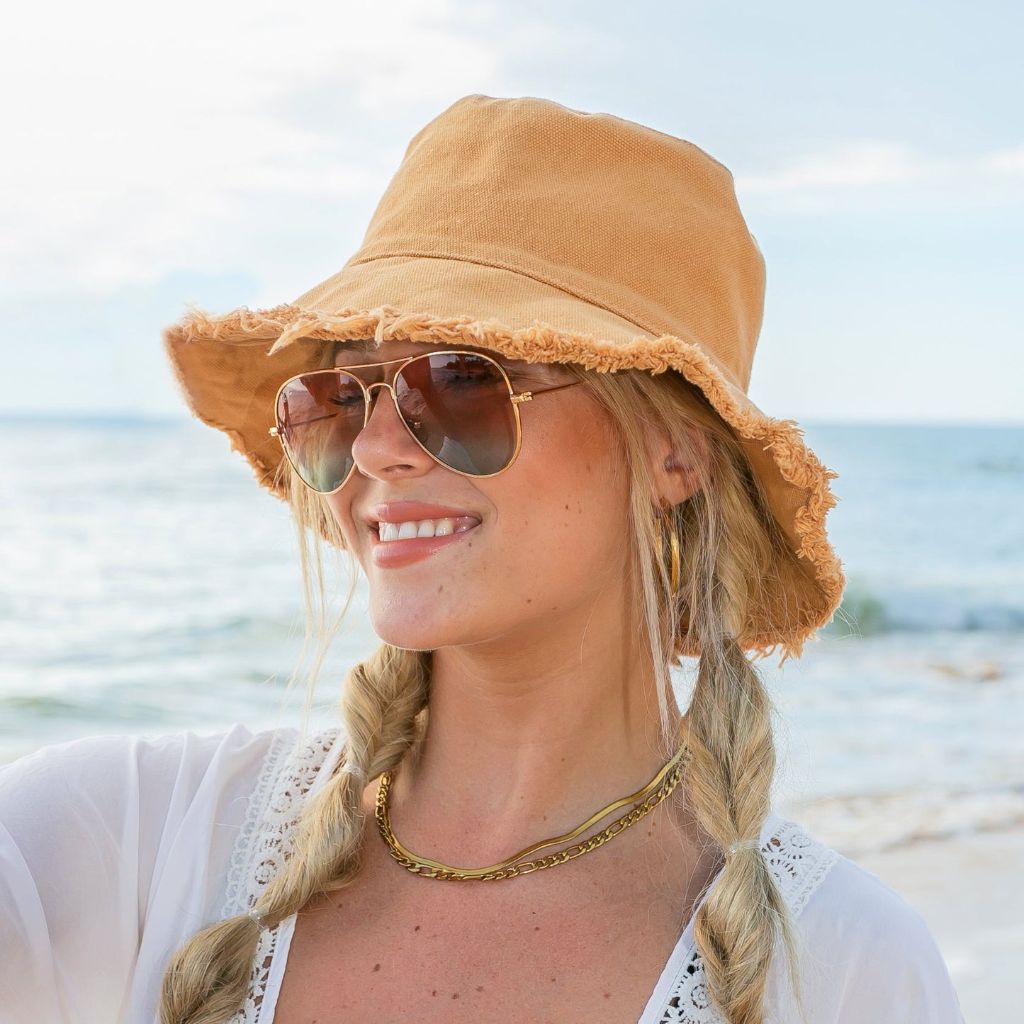 Frayed Edge Canvas Bucket Hat