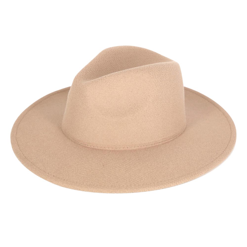Solid Color Classic Wide Brim Fedora Hat