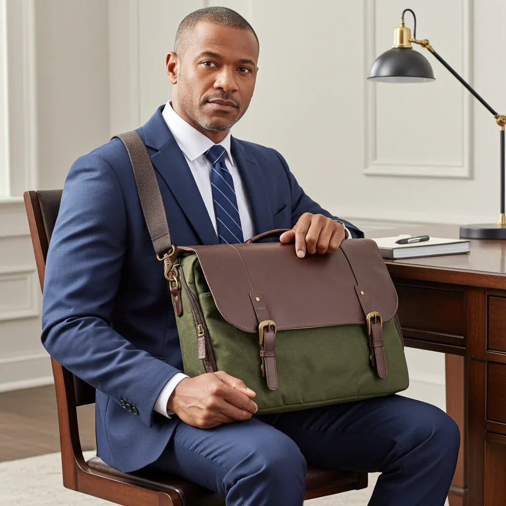 Maxwell Waxed Canvas Messenger Bag - 16'' Laptop - Structured