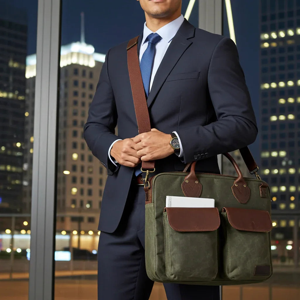 Maxwell Waxed Canvas Messenger Bag – 16" Laptop - Top Zip