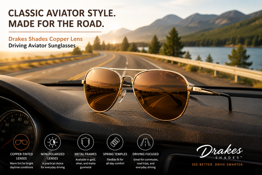Drakes Shades Copper Lens Driving Aviator Sunglasses