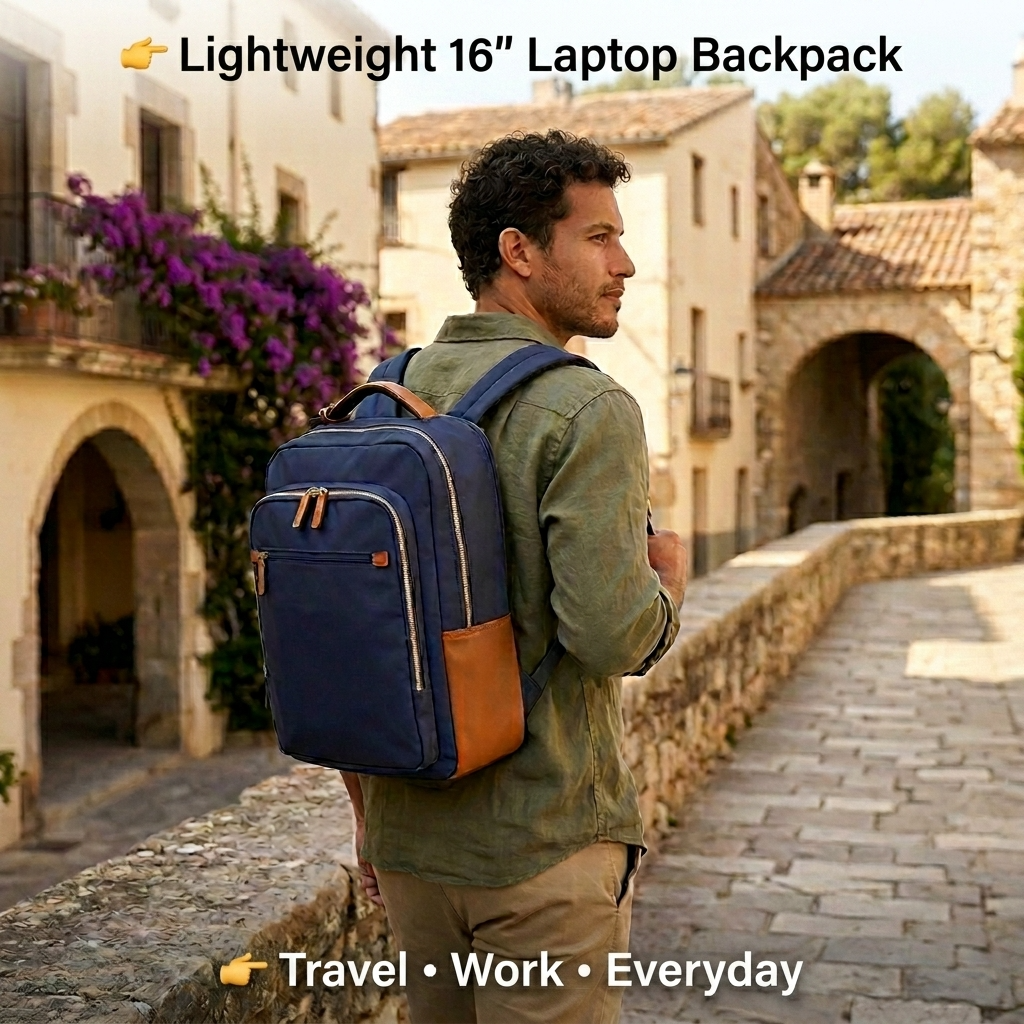 Lightweight 16” Laptop Nylon Backpack – Travel & Work