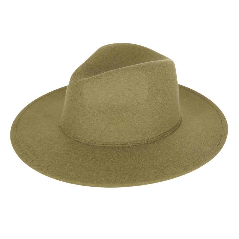Solid Color Classic Wide Brim Fedora Hat