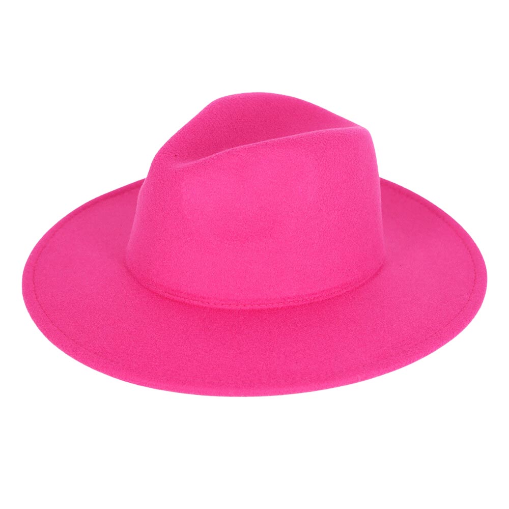 Solid Color Classic Wide Brim Fedora Hat