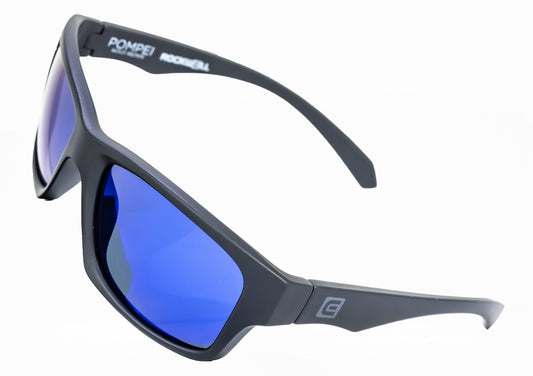 POMPEI FLOATABLE (MATTE BLACK/BLUE POLARIZED HYDRO) / Wide Design / Impact-Resistant / Made in Italy