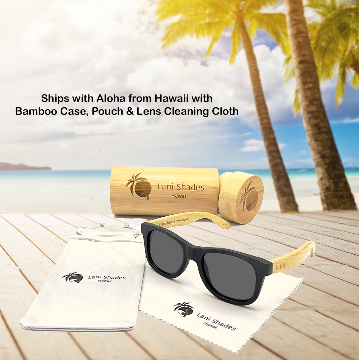 Ohe Ono / Polarized Sustainable Bamboo Wood Floating Sunglasses / UV 400 / Eddie Style