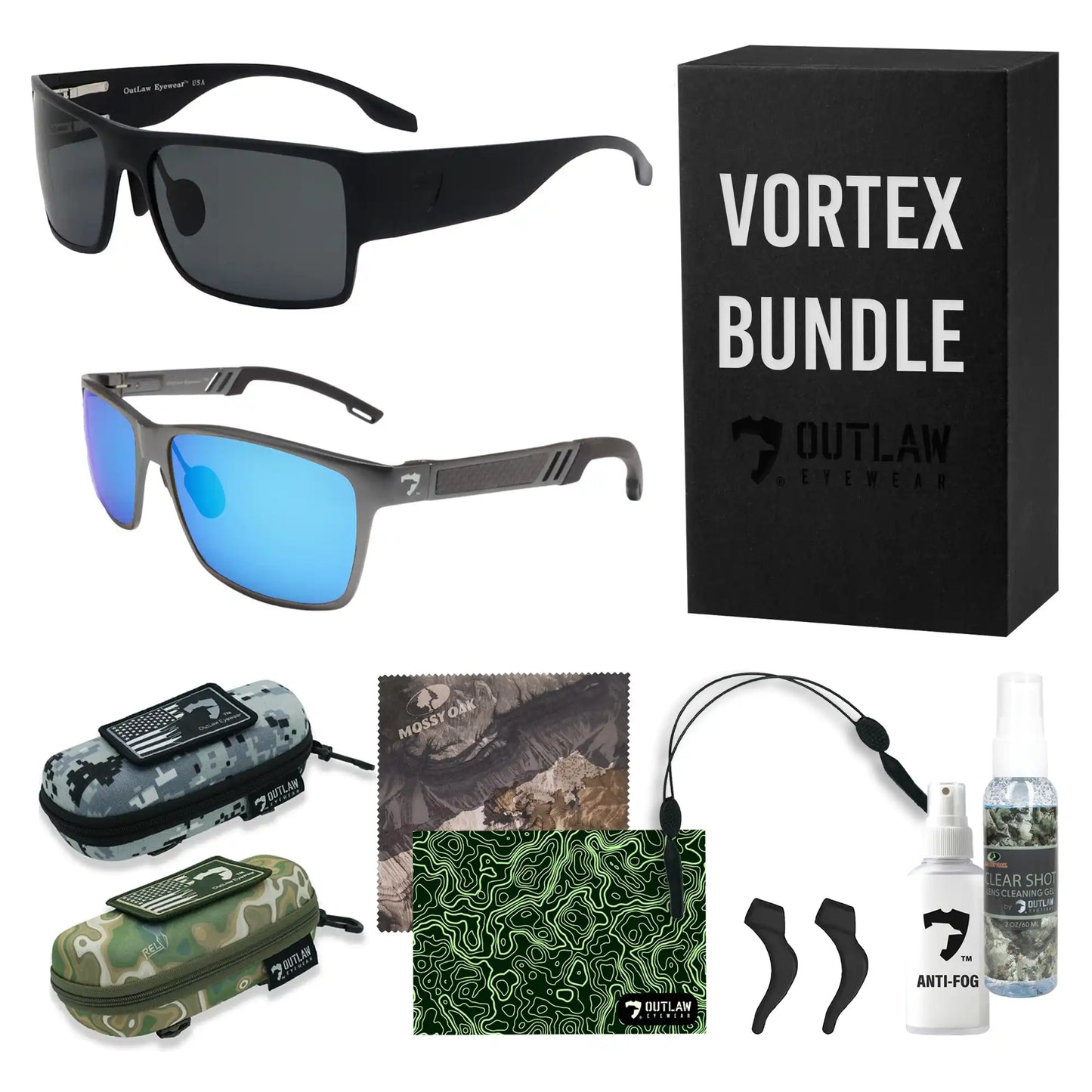 Raider TAC Black Vortex Box Bundle / GLARE REDUCING POLARIZED LENS / SERIOUS PERFORMANCE / MADE IN THE USA