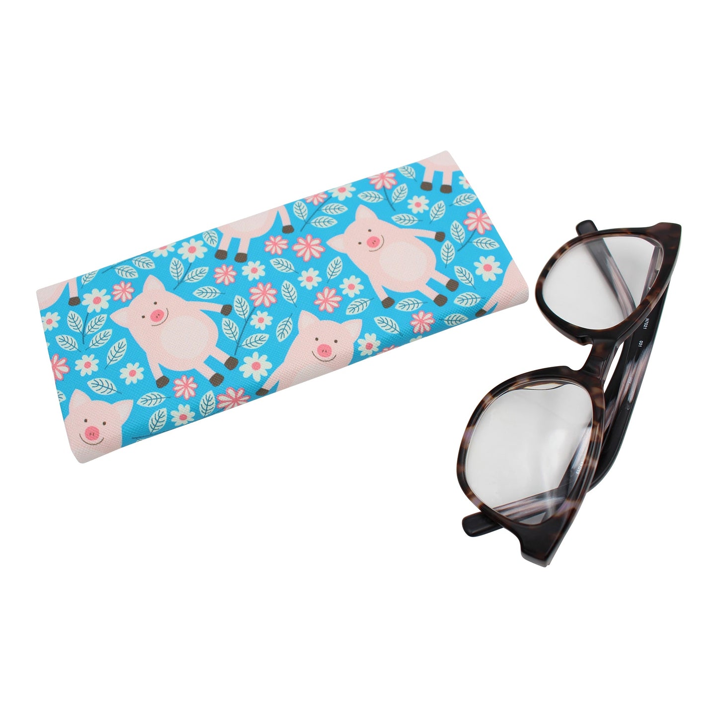 Pig Print Glasses Case - Vegan Leather Magic Folding Hardcase