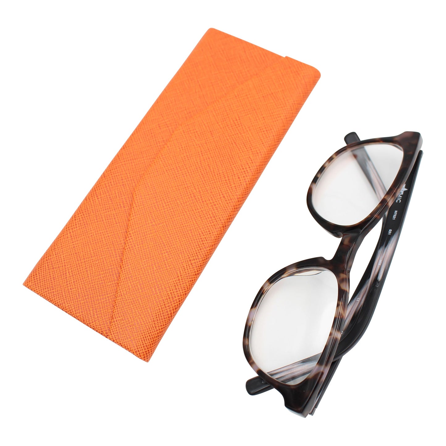 Orange Solid Color Glasses Case - Vegan Leather Magic Folding Hardcase