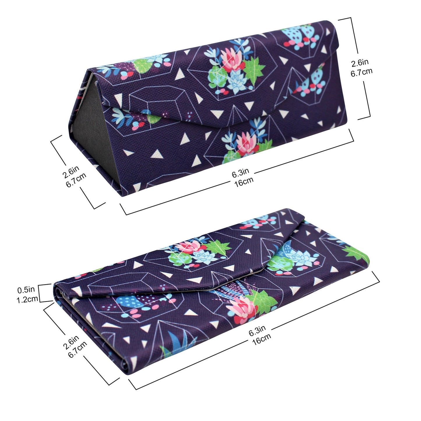 Succulent Terrarium Print Glasses Case - Vegan Leather Magic Folding Hardcase