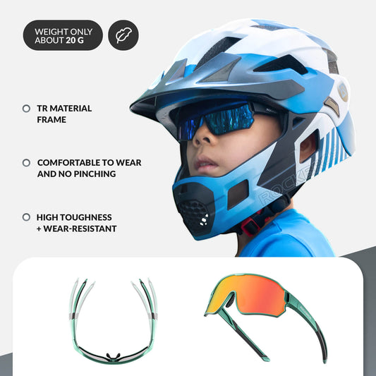 Kids Polarized Cycling Sunglasses / UV400 Protection / Ages 8-14 / Sports-Ready