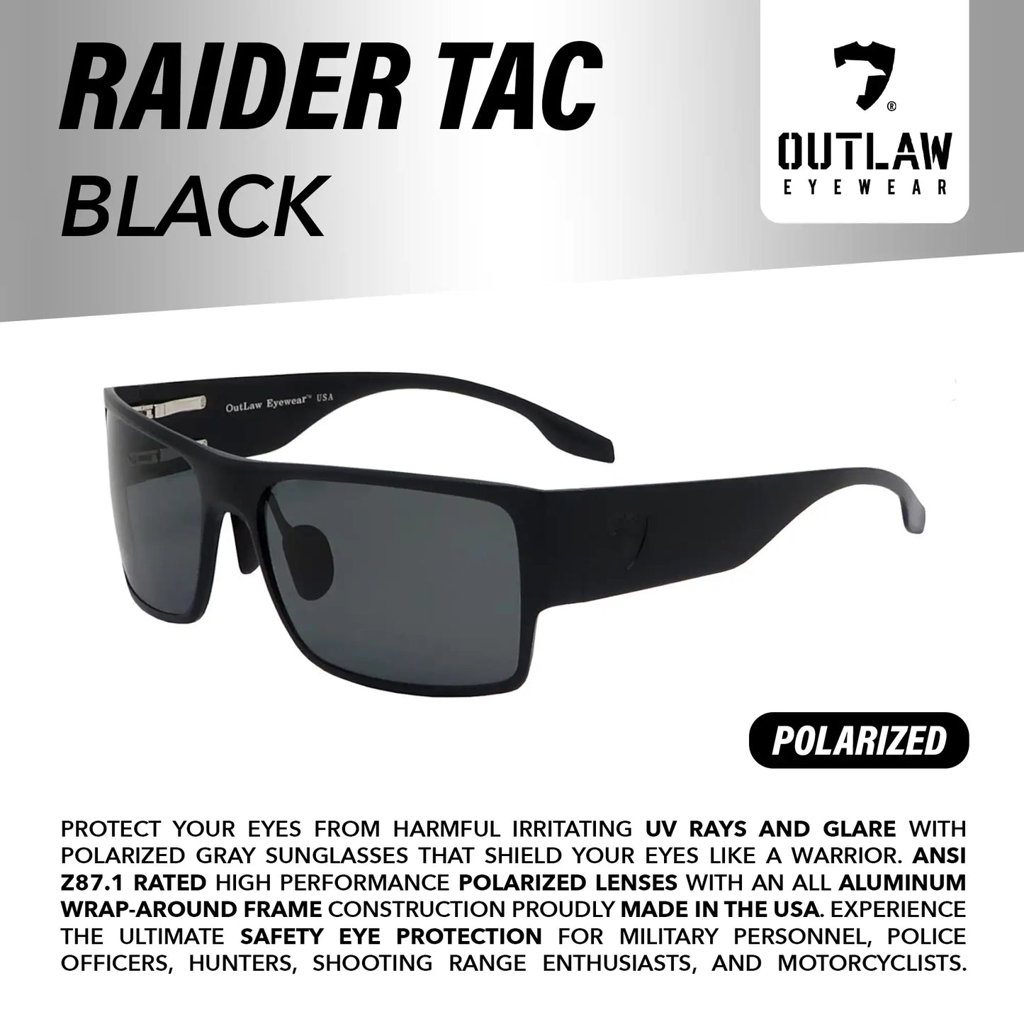 Raider TAC Black Vortex Box Bundle / GLARE REDUCING POLARIZED LENS / SERIOUS PERFORMANCE / MADE IN THE USA