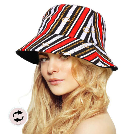 Attractive Reversible Chain Patterned Bucket Hat