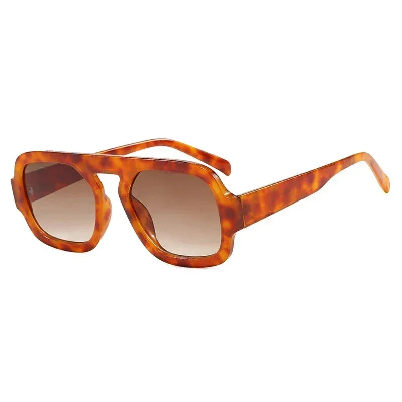 DOHOHDO 2025 Fashion Square Sunglasses Women New Retro Black Brown Thick Frame Pilot Sun Glasses Woman Chic Polygon Shades UV400