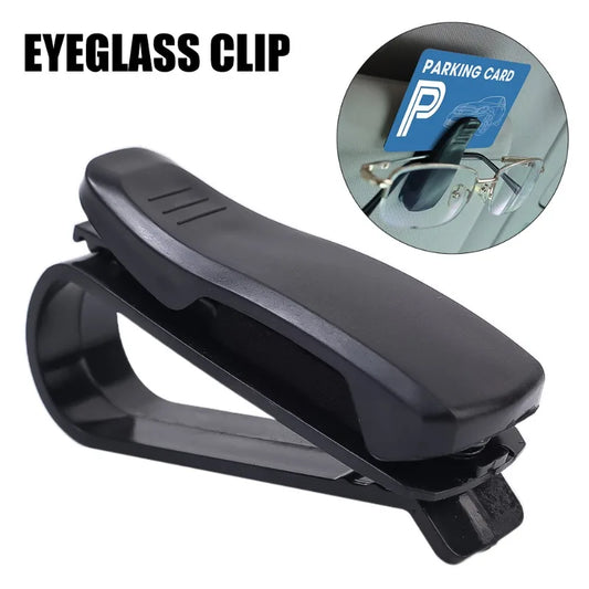 Universal 180° Rotating Car Sunglasses Clip Holder – Dual-Buckle ABS Sunglass & Card Organizer