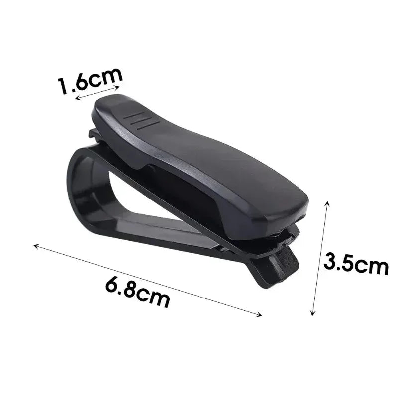 Universal 180° Rotating Car Sunglasses Clip Holder – Dual-Buckle ABS Sunglass & Card Organizer
