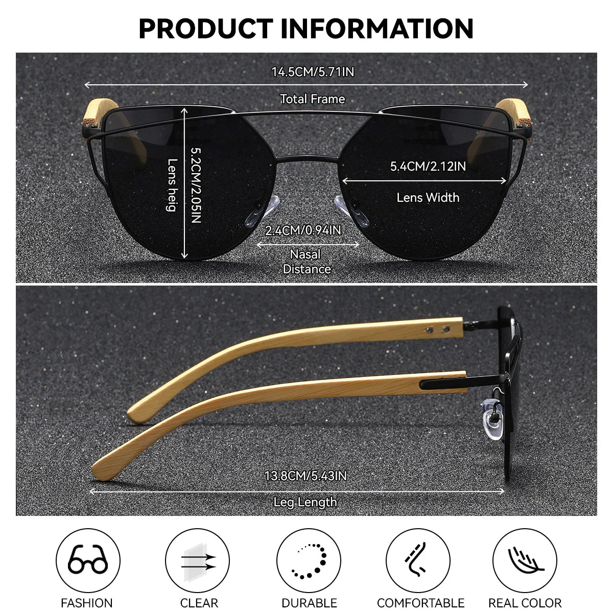 Luxury High-Quality UV400 Women’s Polarized Sunglasses / Cat Eye / Bamboo