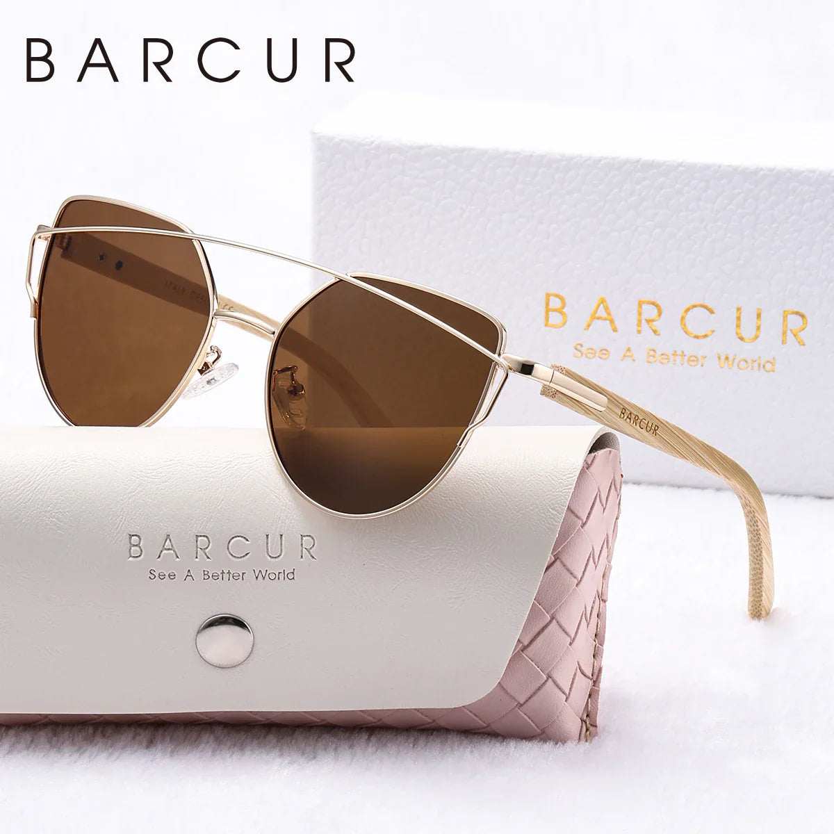 Luxury High-Quality UV400 Women’s Polarized Sunglasses / Cat Eye / Bamboo