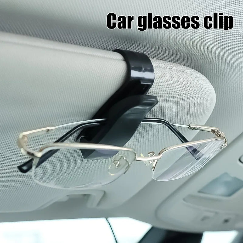 Universal 180° Rotating Car Sunglasses Clip Holder – Dual-Buckle ABS Sunglass & Card Organizer