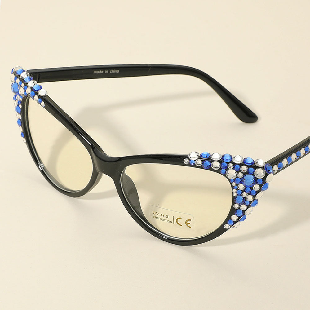 Bubbly Crystal Cat Eye Optical Glasses / Sparkling Rhinestones