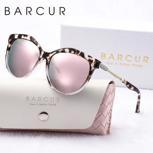 BARCUR Polarized Trendy Cat Eye Sunglasses for Women / Ultra Lightweight Round Frame / UV400 Mirror TAC Lens / Multiple Color Options