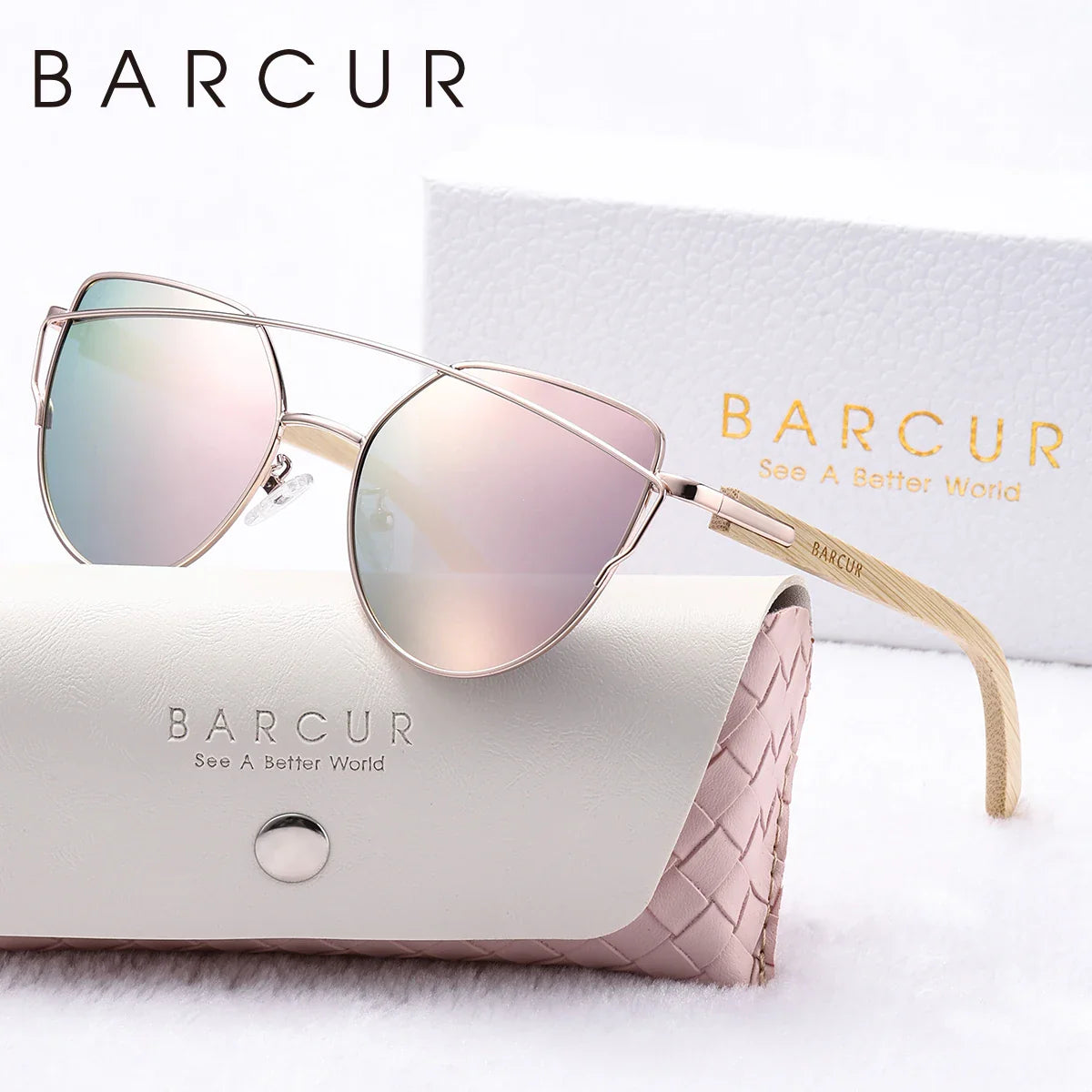 Luxury High-Quality UV400 Women’s Polarized Sunglasses / Cat Eye / Bamboo